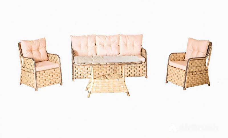 Stilvolle Garten Möbel Designer Sofa 3-Sitzer 2x Polster Sessel Couchtisch von JV Möbel