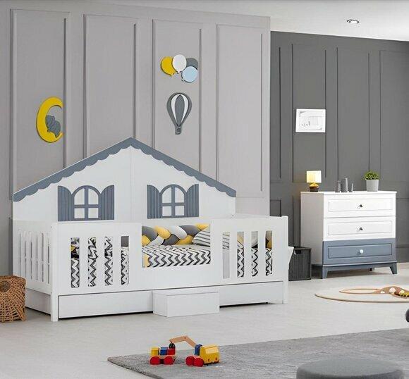 Stilvolle Kinderbett Kleiderschrank Jugendzimmer Kinderzimmer Möbel Holz von JV Moebel