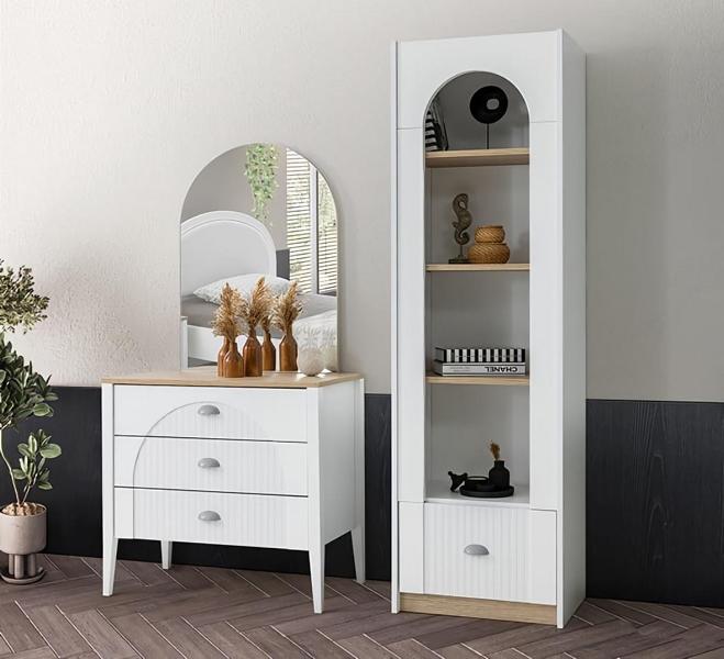 Stilvolle Kommode Bücherregal Set Modernes Design Weiß Elegantes Wohnen Möbel von JV Möbel
