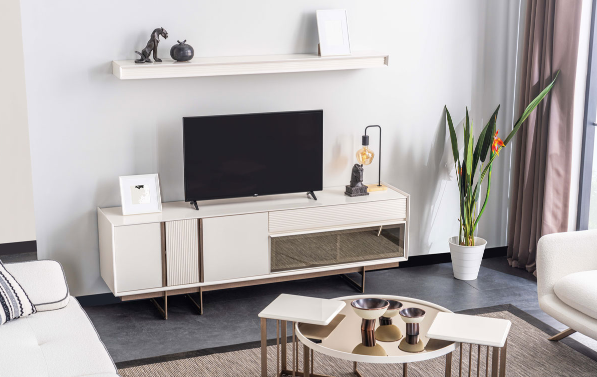 Stilvolle Wohnwand Designer TV-Lowboard Moderne Regale Robuste Möbel von JV Möbel