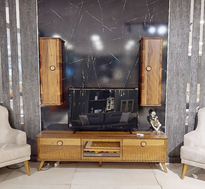 Stilvoller Hellbrauner TV-Lowboard Designer RTV Wohnzimmer Sideboard von JV Möbel