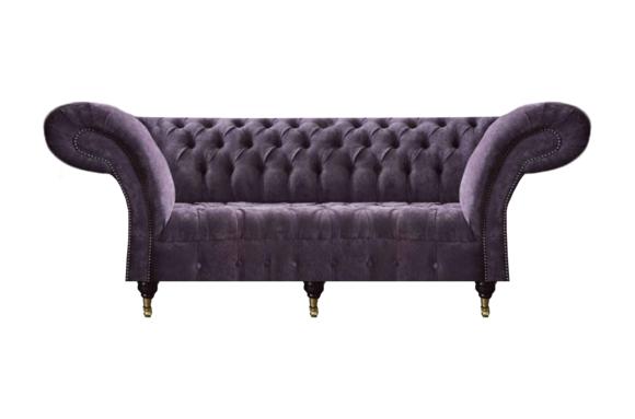 Stilvoller Lila Chesterfield Dreisitzer Wohnzimmer Polstercouchen Möbel von JV Moebel