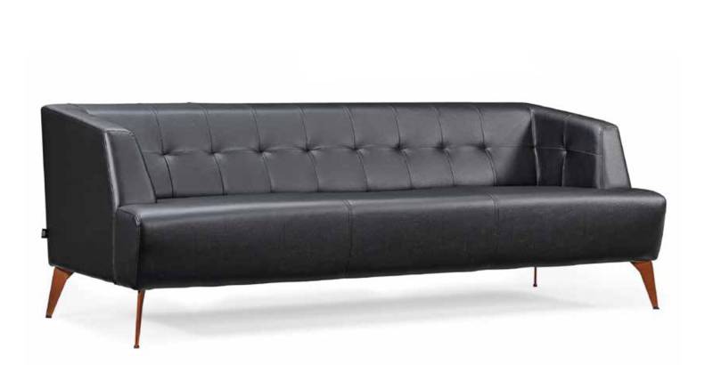 Stilvoller Schwarzer Dreisitzer Modernes Ledersofa Wohnzimmer Schlafsofa von JV Möbel