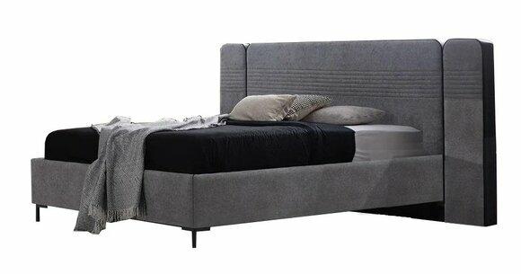 Stilvolles Graues Schlafzimmer Bett Designer Doppelbett Textil Möbel Neu von JV Moebel