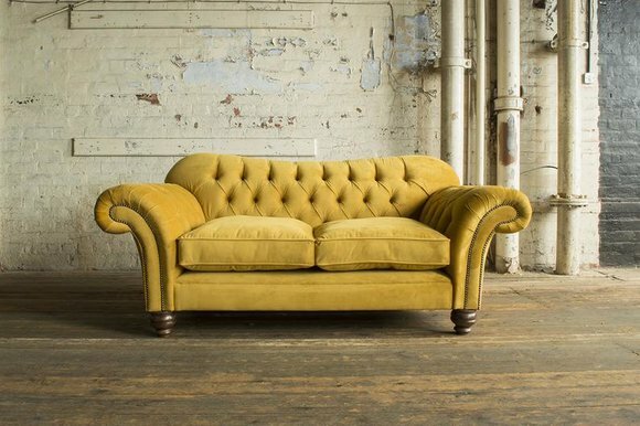 Stoff Sofas Classic Polser Möbel Sofa 2 Sitzer Chesterfield Gelb Neu Textil Neu Stoff Sofas Classic Polser Möbel Sofa 2 Sitzer Chesterfield Gelb Neu Textil Neu von JV Möbel