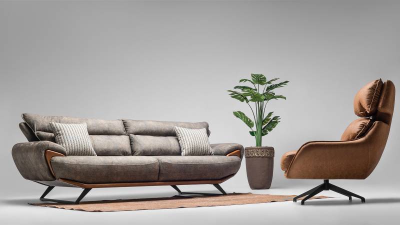 Stoffsofa Gruppe Dreisitzer Sofa Sessel Counch Polstersofa Grau Set Stoffsofa Gruppe Dreisitzer Sofa Sessel Counch Polstersofa Grau Set von JV Möbel