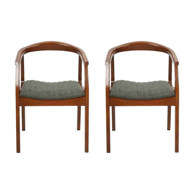 Stuhl Braun Design Wohnzimmer Esszimmer Holz 2x Stühle Polster mit Armlehne von JV Möbel