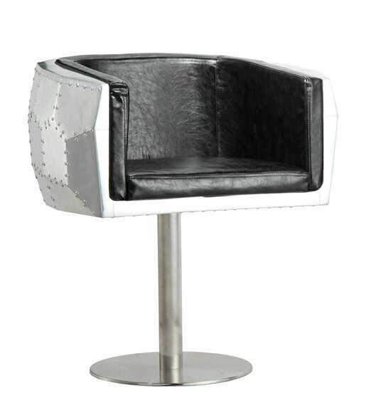 Stuhl Stühle Leder aluminium Design möbel Esszimmer Lehnstuhl Flieger echtleder von JV Möbel