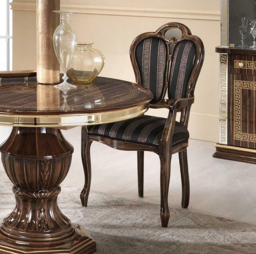 Stuhl mit Armlehne Luxus Design Stuhl Textil Möbel Einsitzer Holz Lehnstuhl Neu von JV Möbel