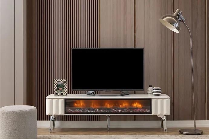 TV-Lowboard weiße Spanplatte Metall-Luxusmöbel Kamin Wohnzimmer neu TV-Lowboard weiße Spanplatte Metall-Luxusmöbel Kamin Wohnzimmer neu von JV Möbel