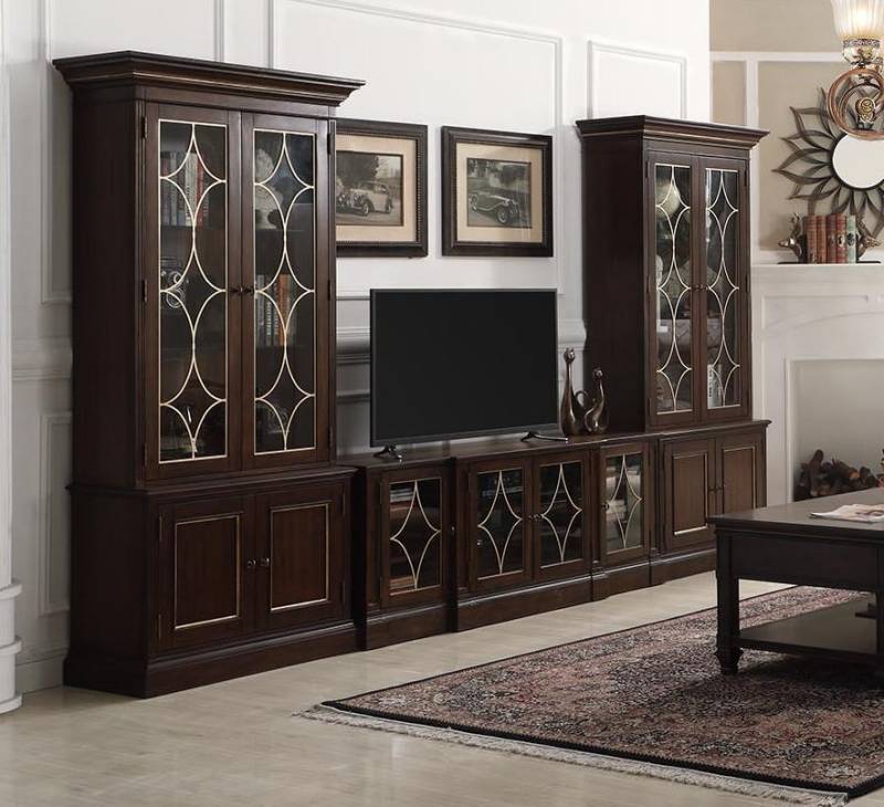 TV-Ständer 2x Vitrine Moderne Wohnwand Wohnzimmer Set Modern 3tlg von JV Möbel