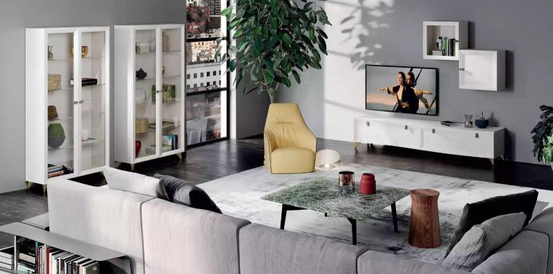 TV Ständer 2x Vitrine Modernes Wohnzimmer Set 2х Wandschränke 5tlg TV Ständer 2x Vitrine Modernes Wohnzimmer Set 2х Wandschränke 5tlg von JV Möbel