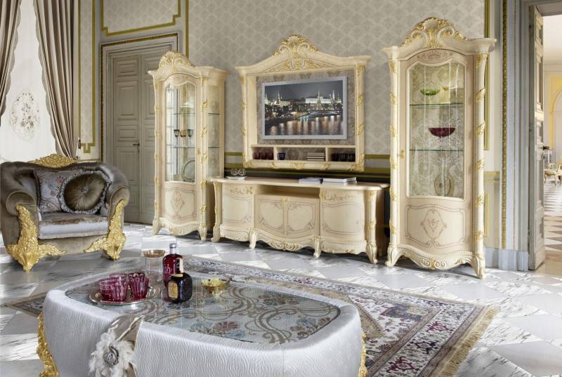 TV Ständer Schrank Wohnwände Wohnzimmer Zeile Neu Wohnwand Set Vitrine Wandregal von JV Möbel