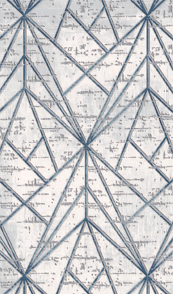 Teppich Wohnzimmerteppich Kurz Flor Geometrisches Abstrakt Muster Blau Teppiche von JV Möbel