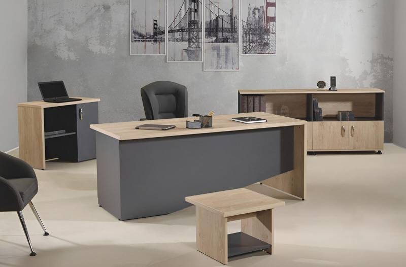 Tisch Büro Möbel Arbeitszimmermöbel Schreibtisch Set 4tlg Holz Grau von JV Möbel