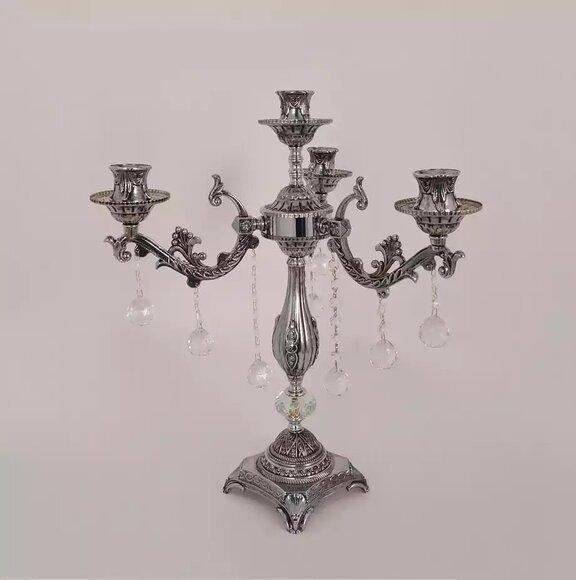 Tischlampe Nachttischlampe Leuchte LuxusTischlampe Wohnzimmer silber von JV Moebel