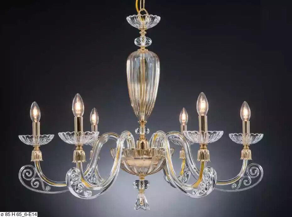 Transparenter Deckenleuchter Kronleuchter Gold Lüster Kristall Modern von JV Möbel