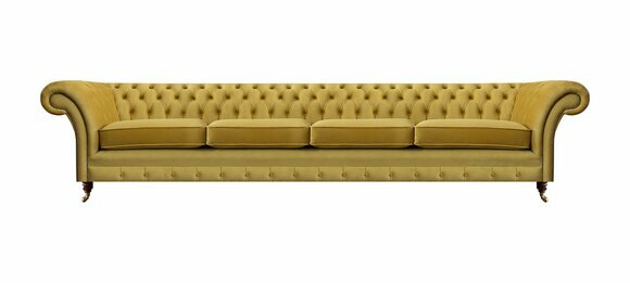 Viersitzer Sofa Couch Gelb Möbel Wohnzimmer Polstermöbel Chesterfield Neu von JV Moebel
