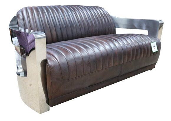 Vintage Ledersofa Aluminium Couchen Sofa Dreisitzer Echtleder Sofas Couch silber Vintage Ledersofa Aluminium Couchen Sofa Dreisitzer Echtleder Sofas Couch silber von JV Möbel