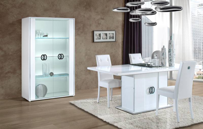 Vitrine 2-türiger Schrank Vitrinen für Wohnzimmerschrank Design Möbel Glas Neue Möbel von JV Möbel
