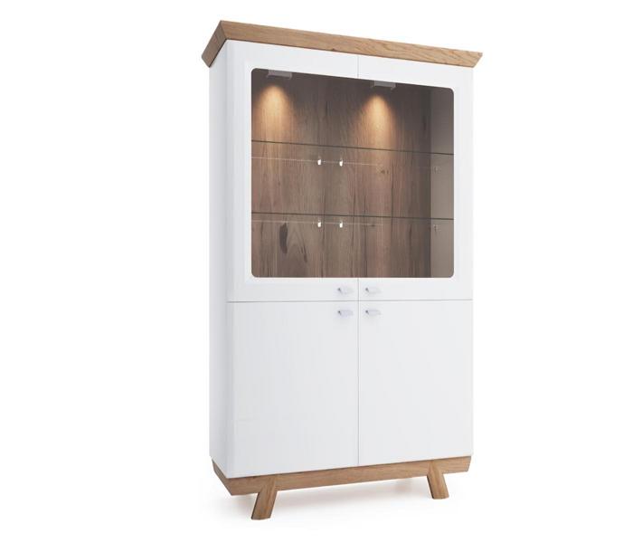 Vitrine Glasvitrine Glasschrank Massivholzschrank Hochschrank Schrankvitrine von JV Möbel