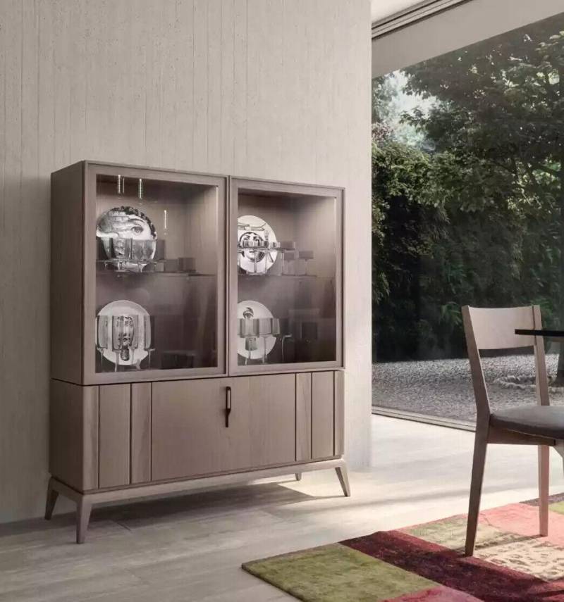 Vitrine Glasvitrine Schrank braun neu wohnzimmer Modern von JV Möbel