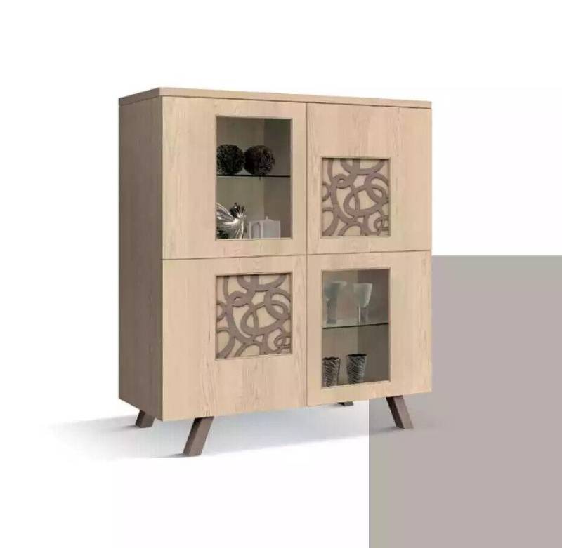 Vitrine Glasvitrine Standvitrine Vitrine neu Wohnzimmer deluxe Farbe beige von JV Möbel