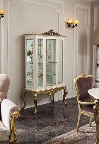 Vitrine Luxus Regal Holz Anrichte Schränke Wohnzimmer Glasschrank Neu von JV Möbel