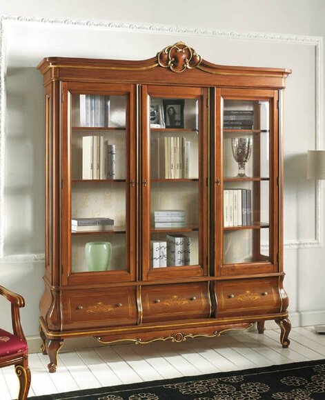Vitrine Schrank Bücher Regal Holz Anrichte Klassische Italienische Möbel Regale von JV Möbel