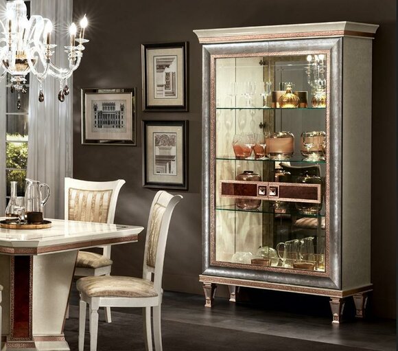 Vitrine Schrank Vitrinen Wohnzimmer Schau Schränke Design Barock Rokoko Holz neu von JV Möbel