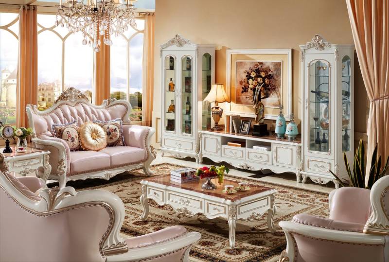 Vitrine Weiß Luxus Wohnzimmer Möbel Holz Glas Design Elegantes Klassische von JV Möbel