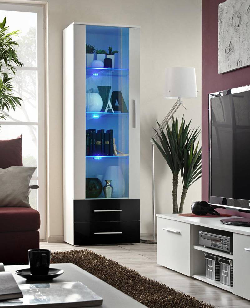 Vitrine Weiß Möbel Luxus Möbel Holz Glas Design Einrichtung Modern Neu von JV Möbel