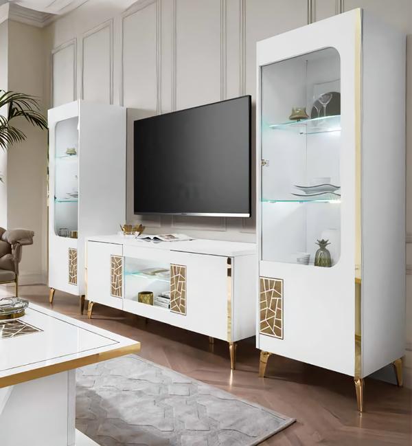 Vitrine Wohnwand Modern Schrankwand Schränke Luxus Schrank LED RTV TV Weiß Neu Vitrine Wohnwand Modern Schrankwand Schränke Luxus Schrank LED RTV TV Weiß Neu von JV Möbel