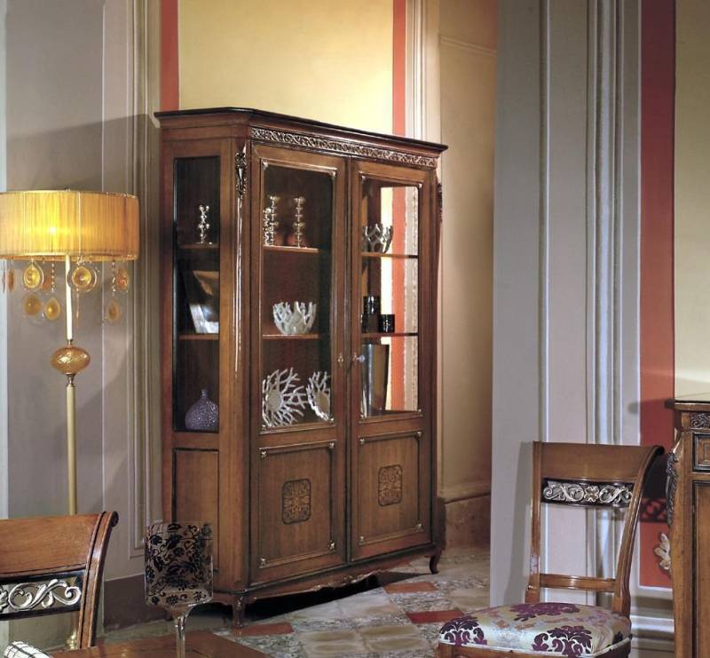 Vitrinen Glas Schrank Echtholz Vitrine Wohnzimmer Möbel Anrichte Massive Holz von JV Möbel