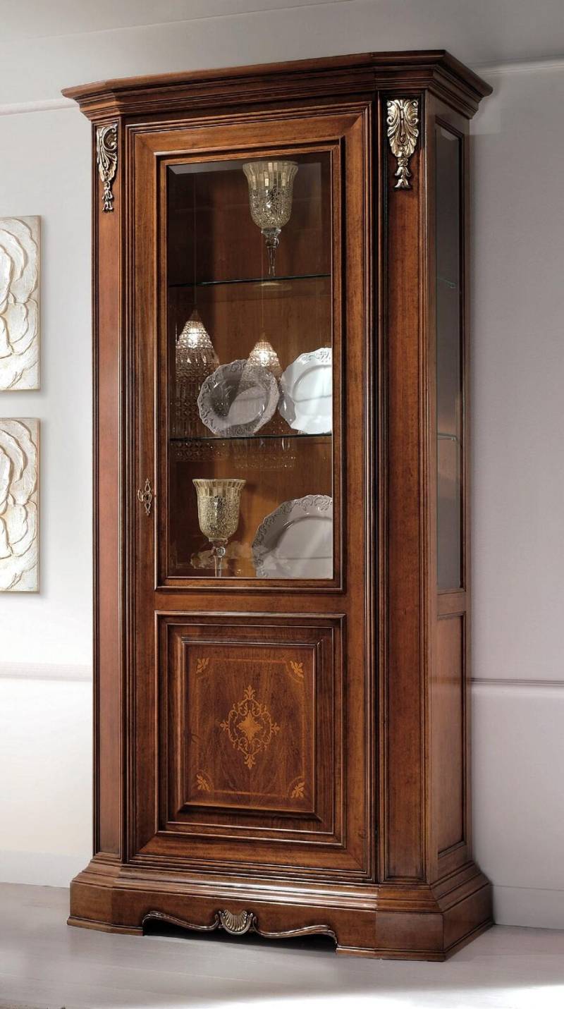 Vitrinen Glas Schrank Echtholz Vitrine Wohnzimmer Möbel Anrichte Massive Holz von JV Möbel