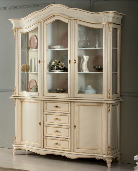 Vitrinen Schrank Echtholz Anrichte Vitrine Massiv Esszimmer Möbel Massive Holz von JV Möbel