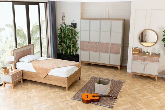 Vollständiges Kinderzimmer Set Designer Kinderbett Kleiderschrank Spiegel von JV Moebel
