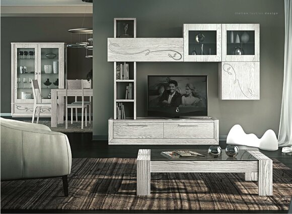 Wandschrank Regale Design Wohnzimmer Holz Schränke Vitrine Wandregale Italien neue Möbel Wandschrank Regale Design Wohnzimmer Holz Schränke Vitrine Wandregale Italien neue Möbel von JV Möbel