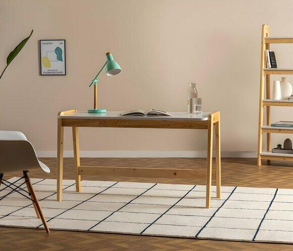 Weiß-Beiger Schreibtisch Designer Bürotische Computertische Holz Möbel von JV Moebel