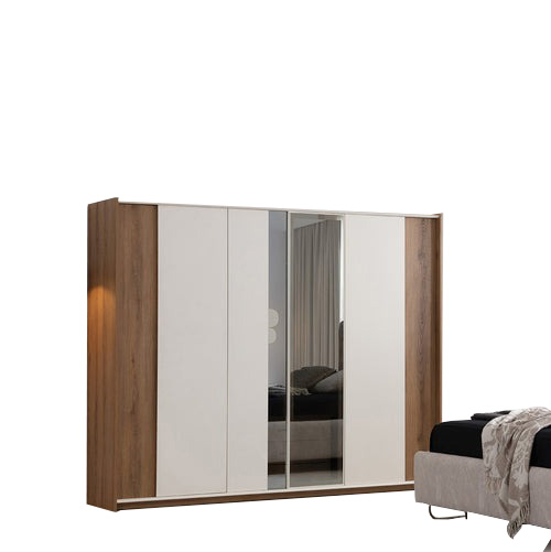 Weiß-Brauner Schlafzimmer Kleiderschrank Luxuriöser Spiegelschrank Neu von JV Moebel
