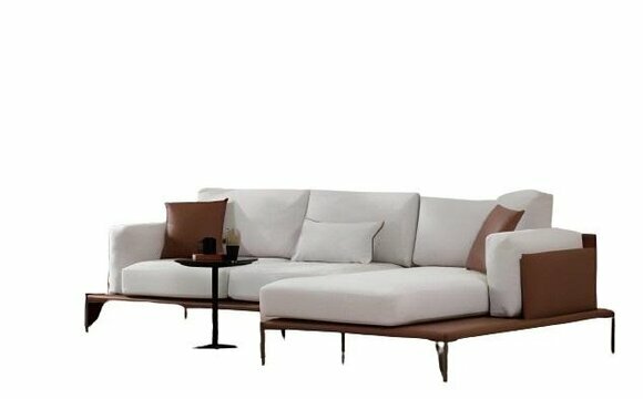 Weiß-Braunes Ecksofa Designer L-Form Couch Moderne Wohnzimmer Sitzmöbel Weiß-Braunes Ecksofa Designer L-Form Couch Moderne Wohnzimmer Sitzmöbel von JV Moebel