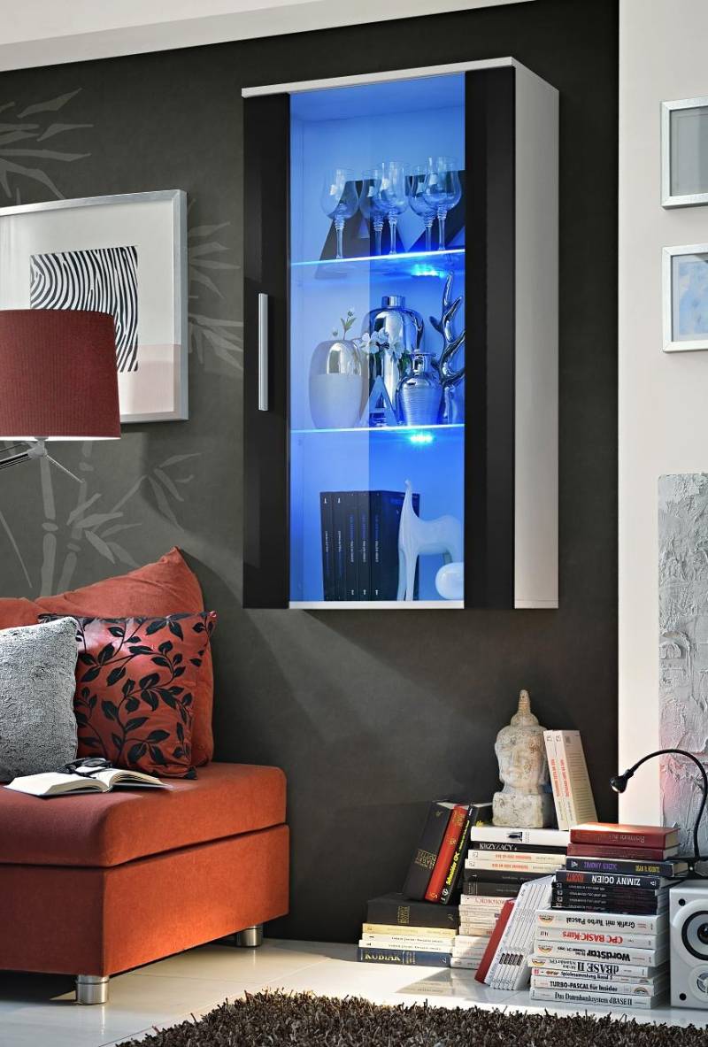 Weiß Hänge Vitrine Wohnzimmer Wandschrank Luxus Designer Regal Einrichtung von JV Möbel