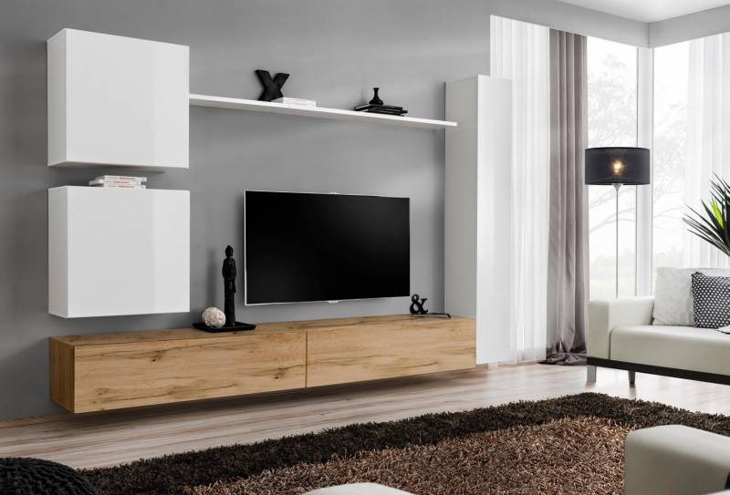 Weiß Komplett Set Wohnzimmermöbel Wohnwand Regal Luxus Wandschrank Neu von JV Möbel