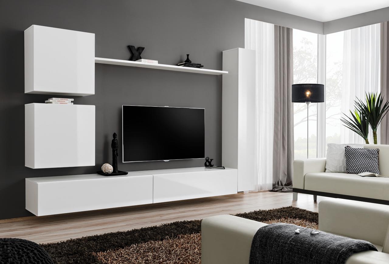 Weiß Luxus Wohnwand Wohnzimmer Möbel Designer TV-Ständer Wandregal Modernes Set von JV Möbel