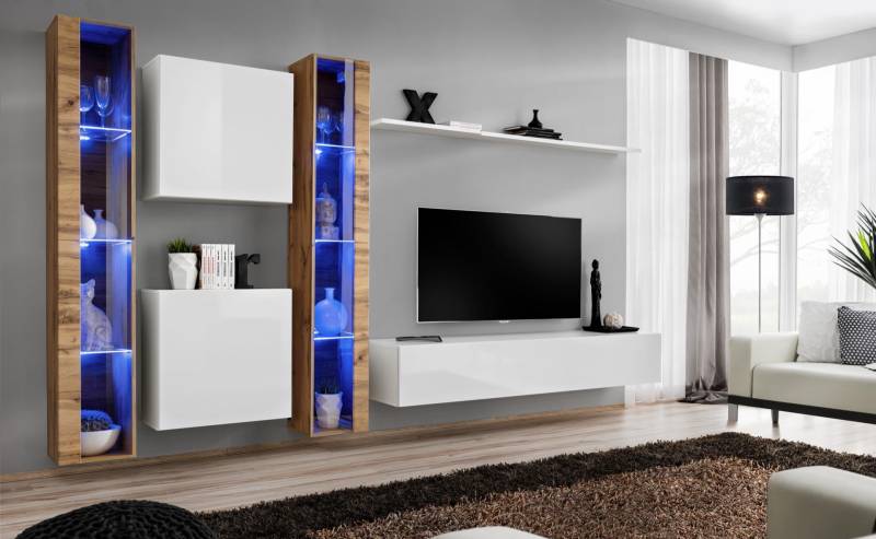 Weiß TV-Ständer Wohnwand Wandschrank Design Wohnzimmermöbel Luxus Sideboard Weiß TV-Ständer Wohnwand Wandschrank Design Wohnzimmermöbel Luxus Sideboard von JV Möbel