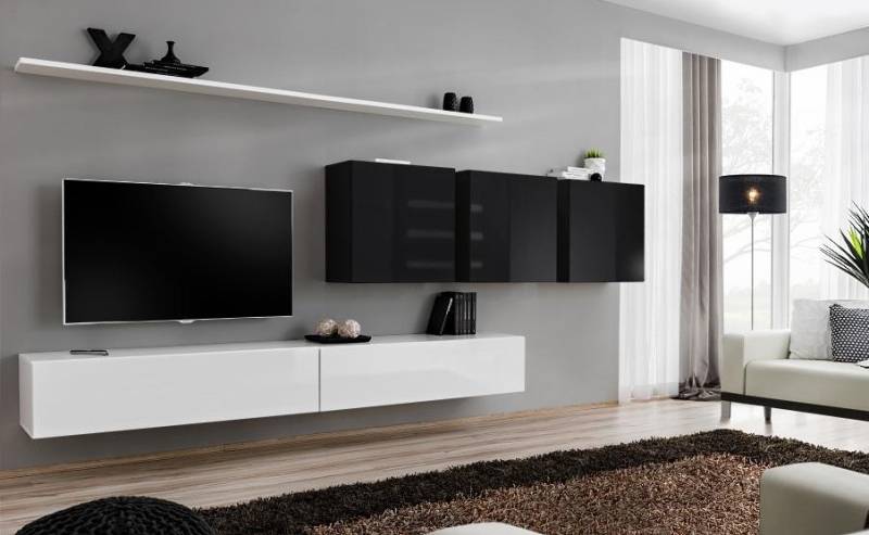 Weiß Wohnwand 2x TV-Ständer Sideboard Wohnzimmermöbel Wandschrank Designer von JV Möbel