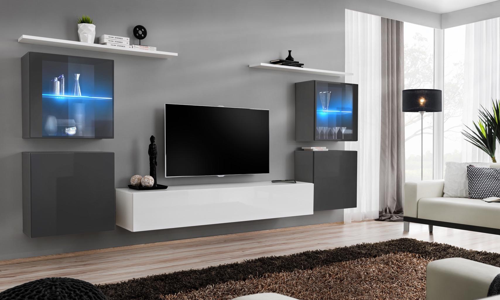 Weiß Wohnwand Hochglanz Designer Wand Schrank Wandregale Holz Luxus Möbel Weiß Wohnwand Hochglanz Designer Wand Schrank Wandregale Holz Luxus Möbel von JV Möbel