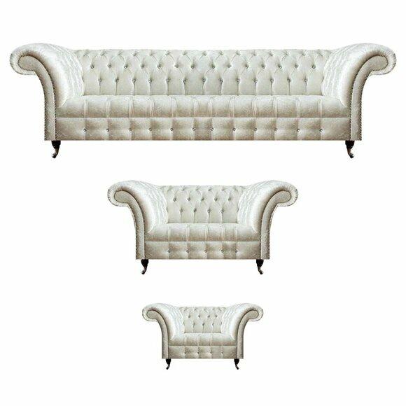 Weiße Chesterfield Textilgarnitur Designer Sitzmöbel Polster Garnitur Weiße Chesterfield Textilgarnitur Designer Sitzmöbel Polster Garnitur von JV Moebel