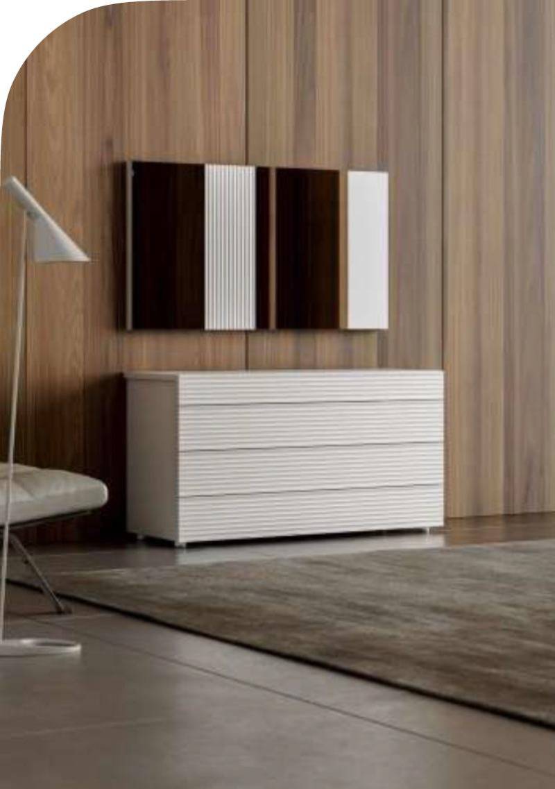 Weiße Designer Luxus Kommode mit Spiegel 4 Schubladen Holz Möbel Neu Weiße Designer Luxus Kommode mit Spiegel 4 Schubladen Holz Möbel Neu von JV Möbel