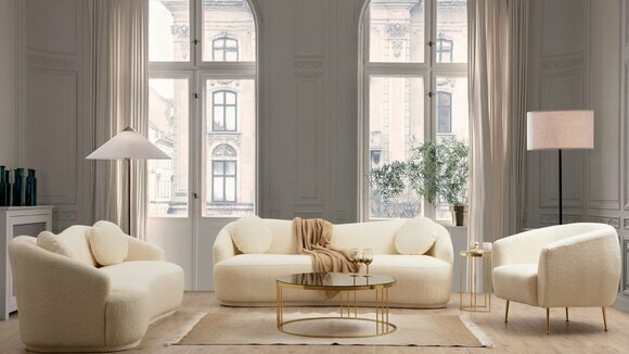 Weiße Designer Wohnzimmer Garnitur Luxus 2x 3-Sitzer Sofas Posltersessel von JV Moebel